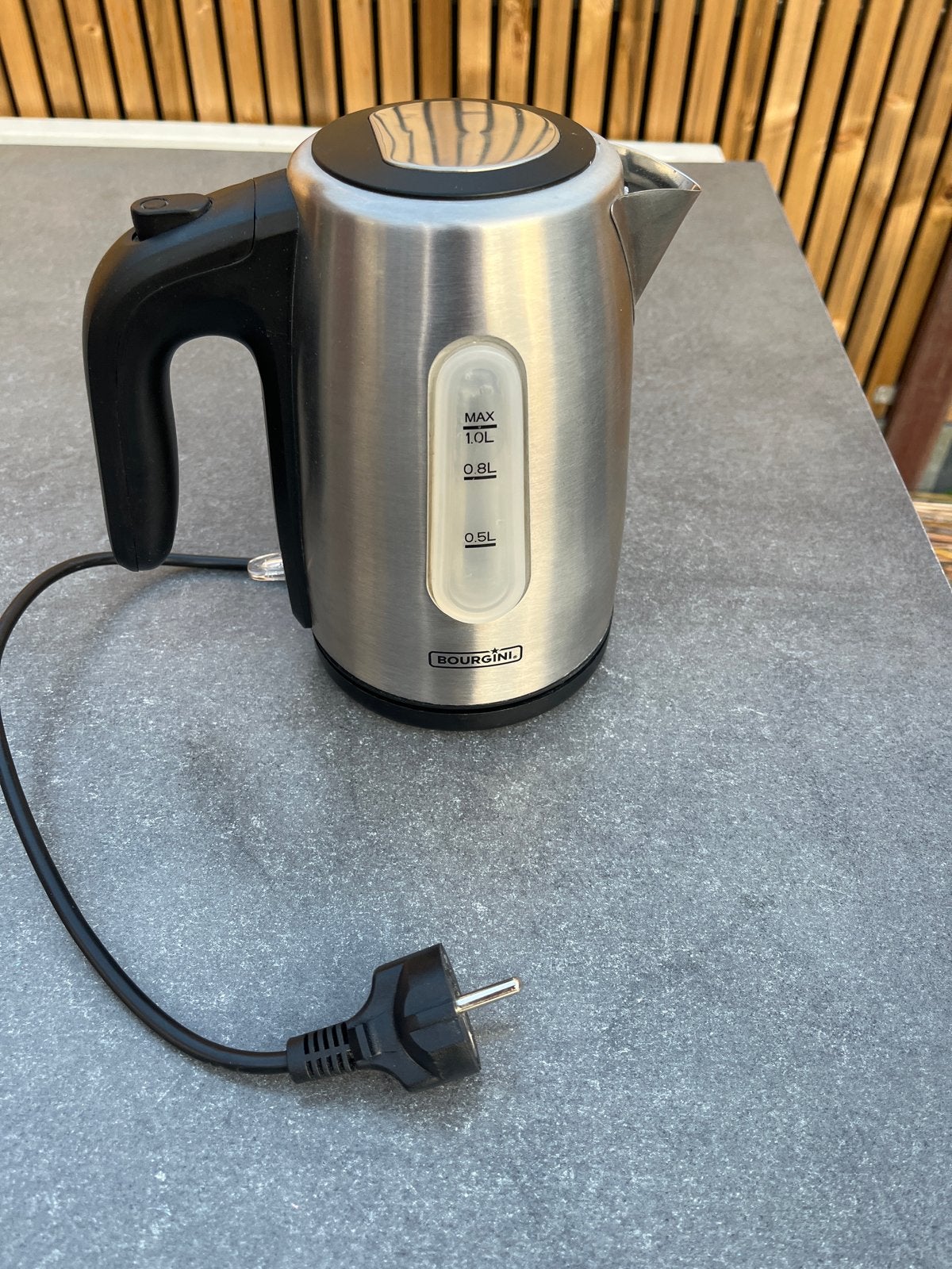 Bourgini Waterkoker RVS - Compact en Draadloos, Witgoed en Apparatuur, Waterkokers, 1 tot 2 liter, Ophalen of Verzenden, Gebruikt