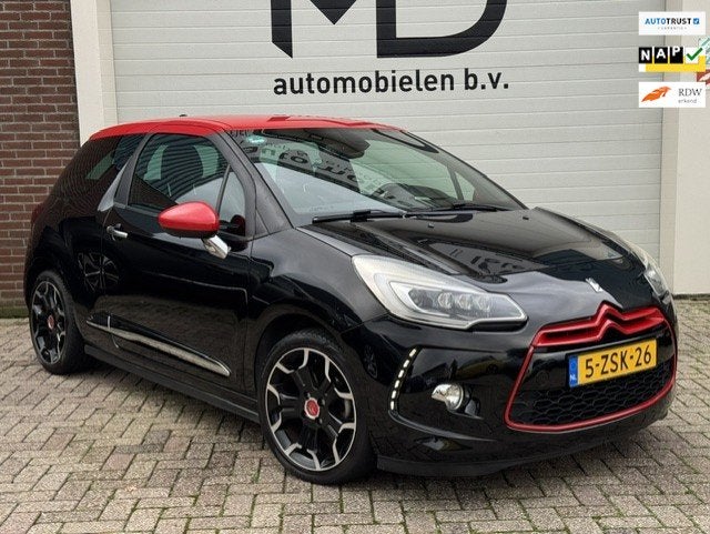 Citroen DS3 1.2 So Red - Dealer onderhouden-LED-Navi-Climate, Auto's, Dealer onderhouden, Xenon verlichting, Zwart, Origineel Nederlands