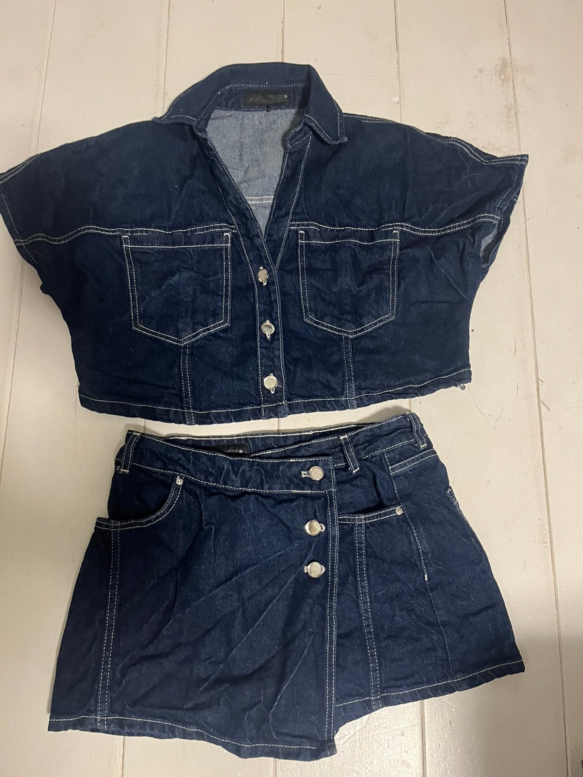 Zara denim set, Ophalen of Verzenden, Zo goed als nieuw, Blauw