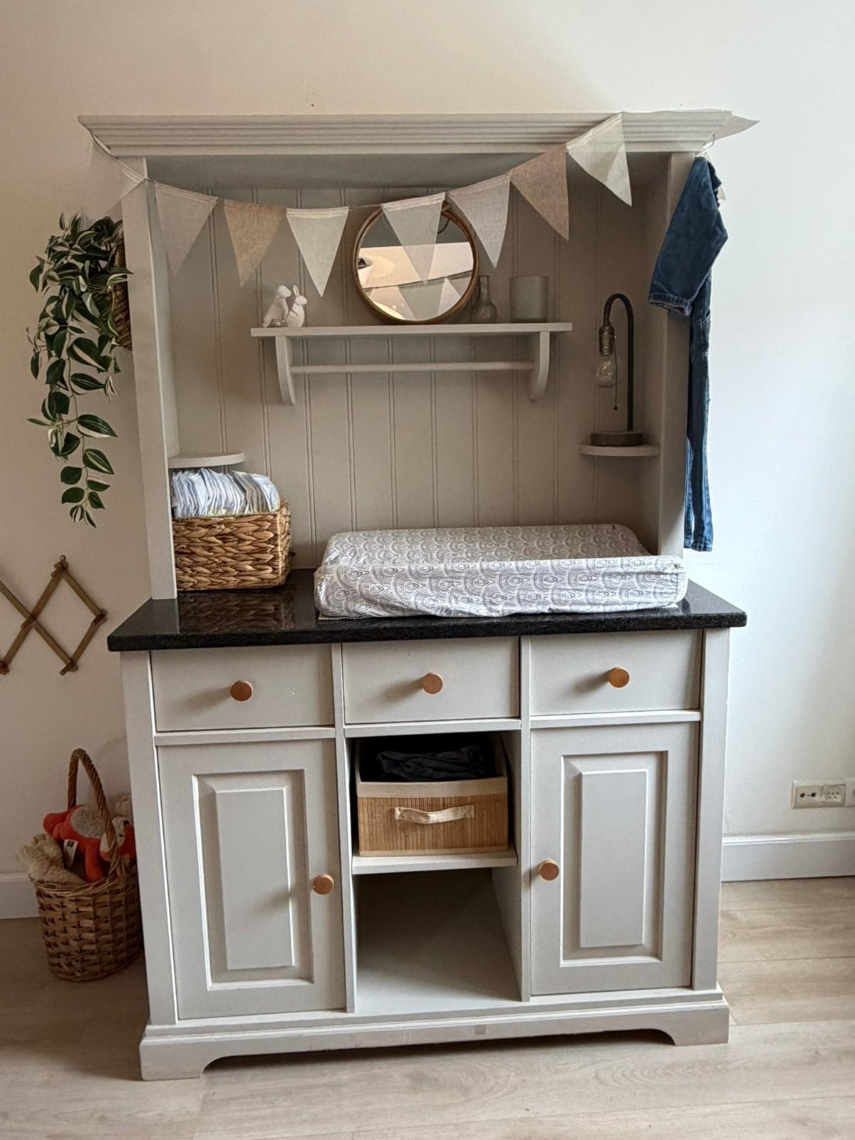 Commode dressoir brocante vintage klassiek marmer, Ophalen, Gebruikt, 100 tot 150 cm, 150 tot 200 cm