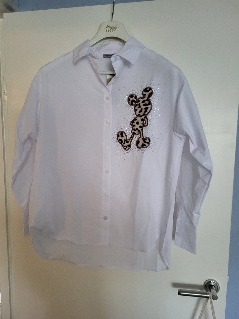 Nieuwe oversized witte blouse met Mickey Mouse, Maat 38/40 (M), Wit, Nieuw, Ophalen of Verzenden
