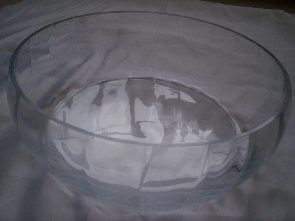 Glazen SCHAAL blank v/a 5 mm (hxw) 12x gem. 32½ cm 7½ L. Kom, Gebruikt, Schaal, Rond, Ophalen of Verzenden