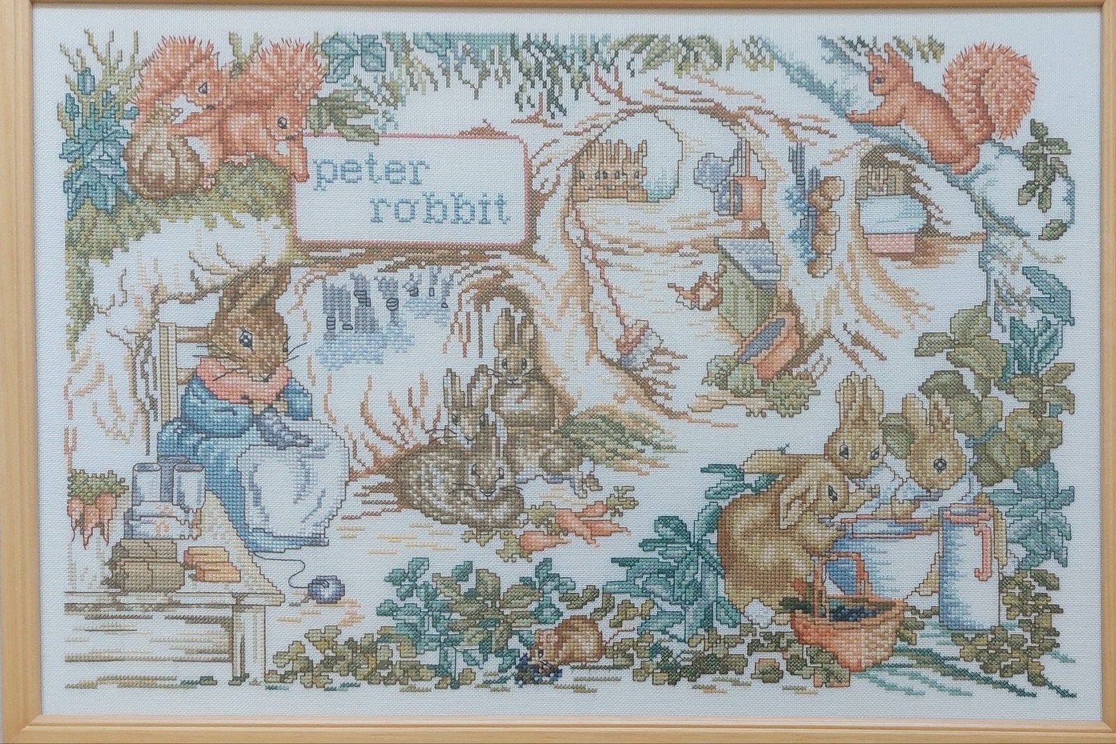 Ingelijst Peter Rabbit Borduurwerk - Handgemaakt, Ophalen, Borduurpakket
