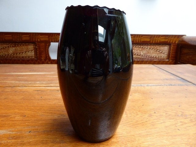 Art deco glazen vaasje met beschildering, Doyen, Antiek en Kunst, Antiek | Glas en Kristal, Ophalen of Verzenden