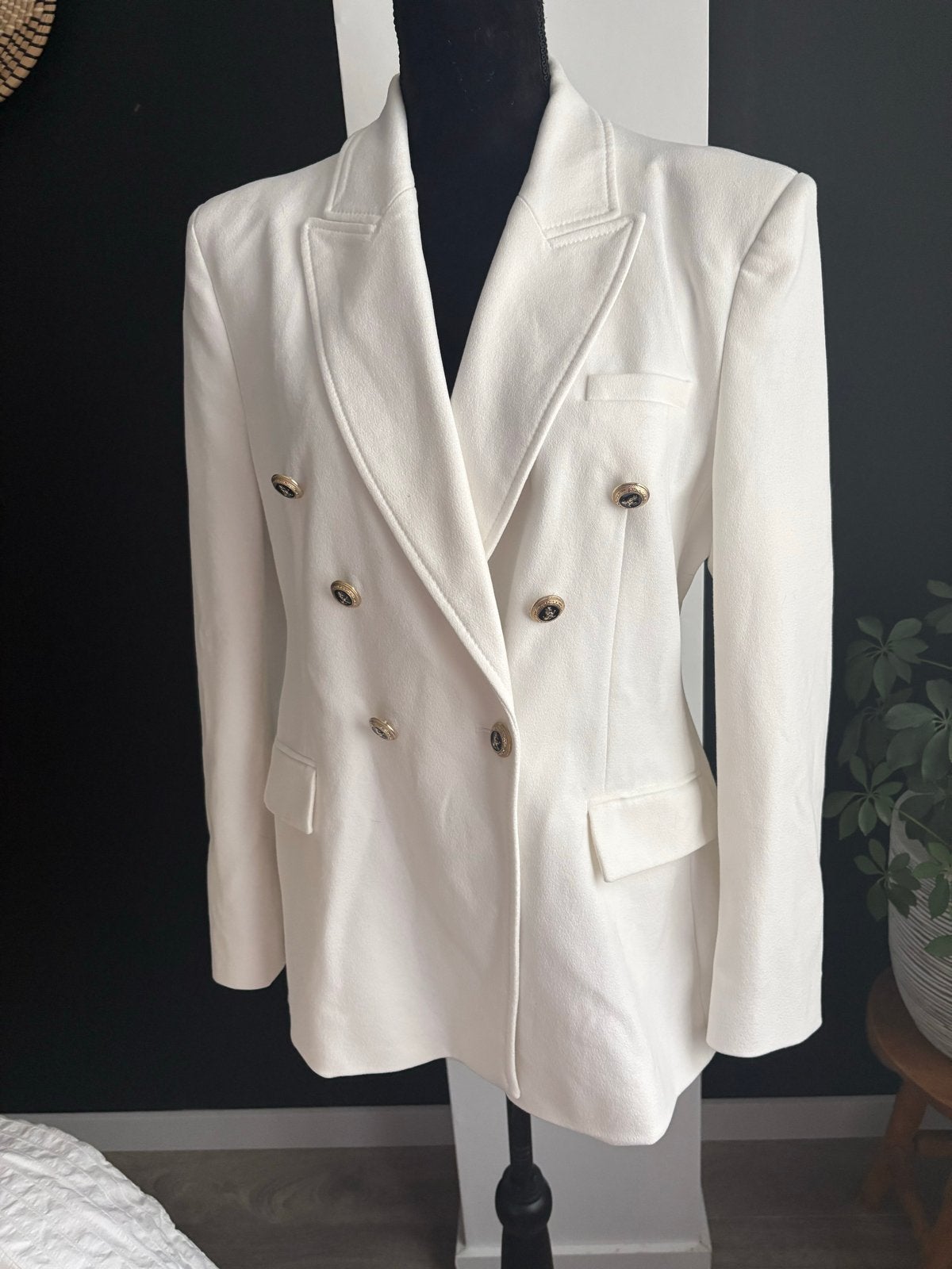 Zara Witte Double-Breasted Blazer Maat L, Wit, Maat 42/44 (L), Ophalen of Verzenden, Zo goed als nieuw