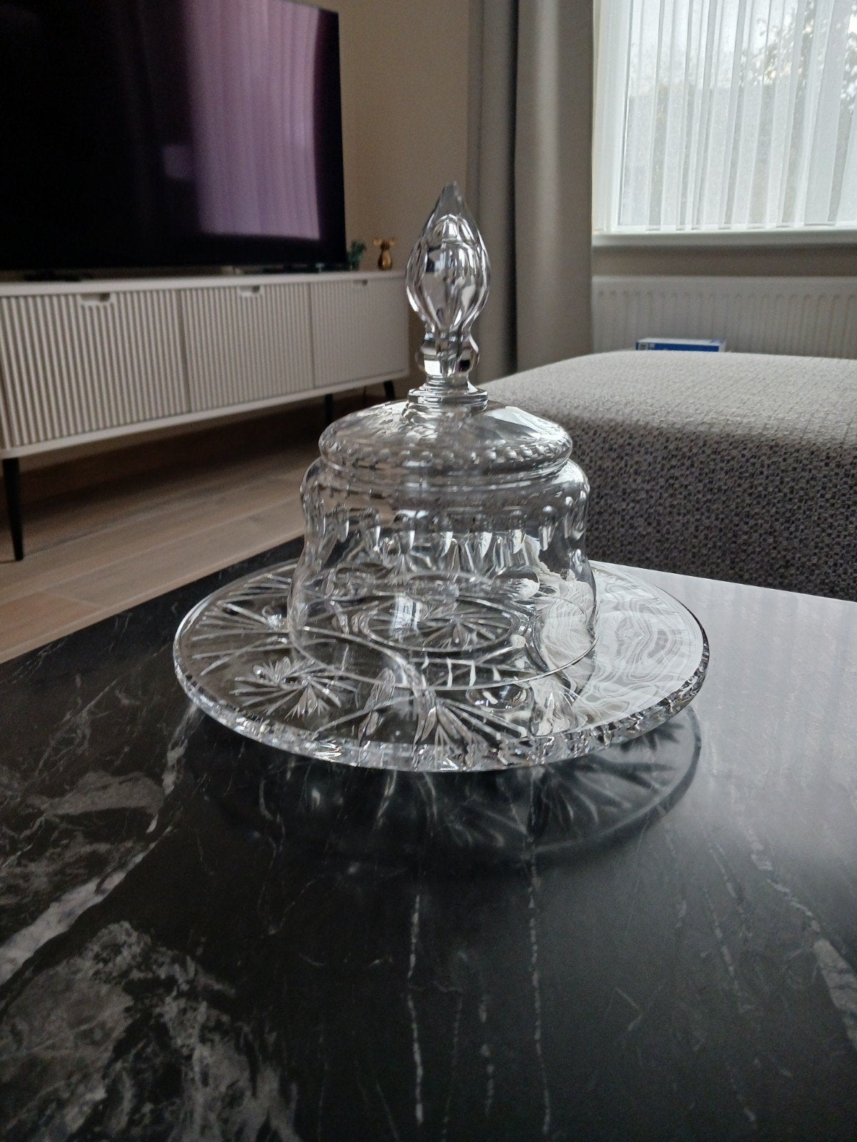 Kaasstolp geslepen glas, Antiek en Kunst, Ophalen of Verzenden