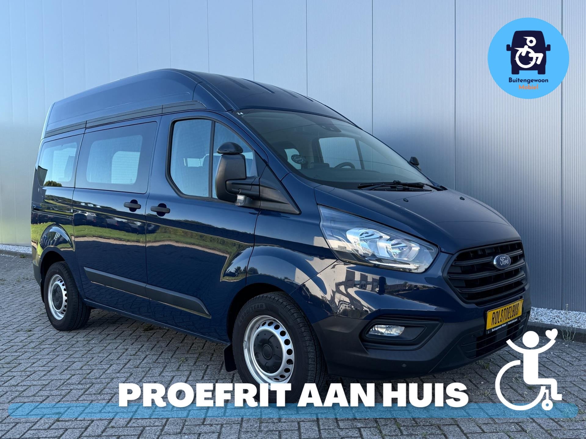 Ford Transit Custom Rolstoelbus Automaat (2021) Airco Cruise, Auto's, 12 maanden, Stof, Zwart, 4 cilinders