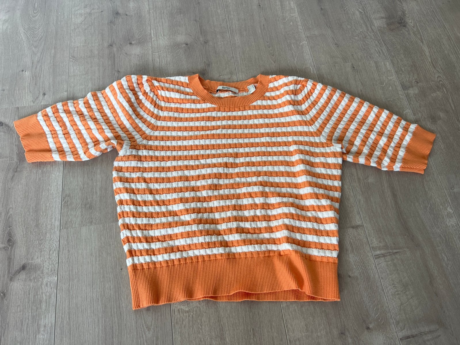 Esprit Trui Korte Mouw Oranje/Wit Maat M, Ophalen of Verzenden, Gedragen, Maat 38/40 (M), Oranje