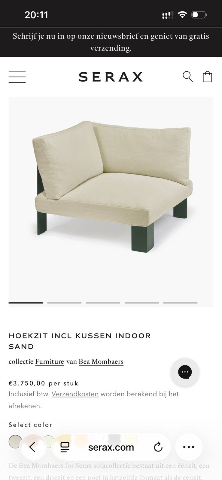 Serax bank/ fauteuil Bea Mombaers, Ophalen, Eenpersoons, 75 tot 100 cm, Zo goed als nieuw
