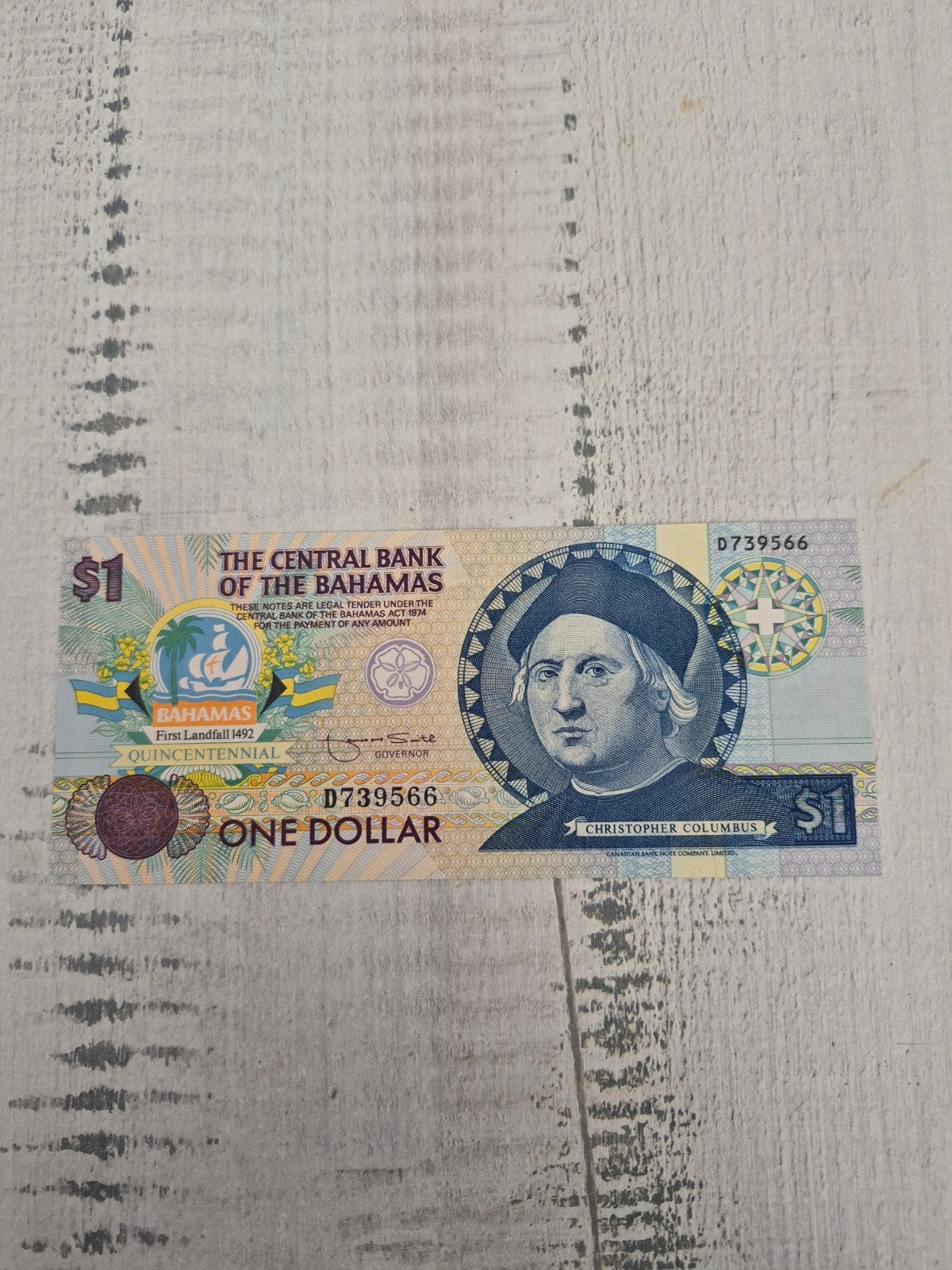 Bahamaanse 1 Dollar UNC  Christopher Columbus, Postzegels en Munten, Bankbiljetten | Amerika, Ophalen of Verzenden, Noord-Amerika