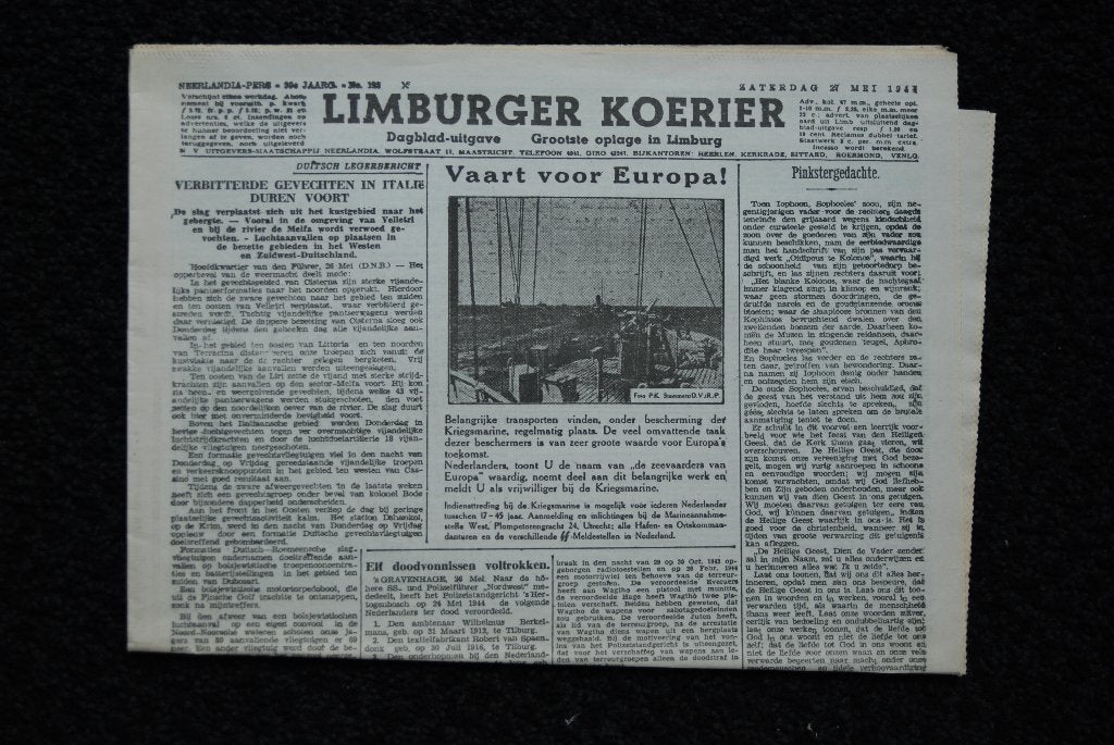 Limburger Koerier 27 mei 1944, Verzamelen, Militaria | Tweede Wereldoorlog, Ophalen of Verzenden, Overige soorten, Nederland, Boek of Tijdschrift