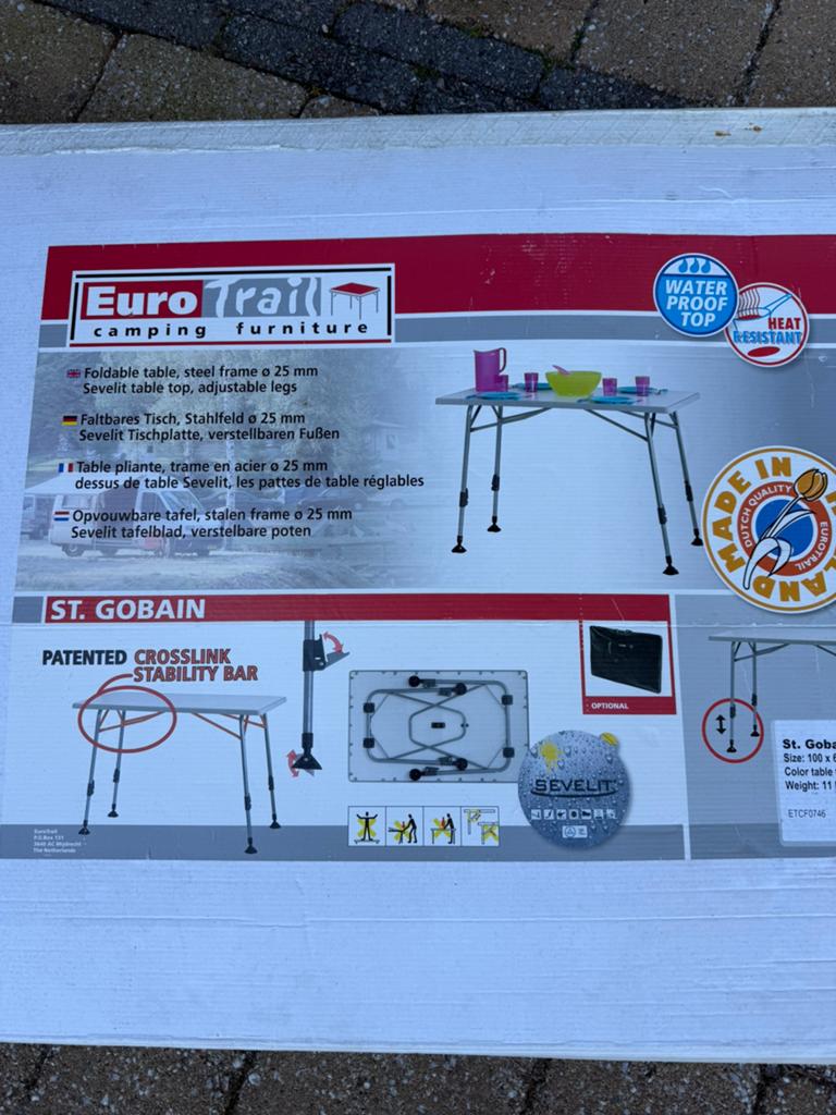 Als Nieuw Camping tafel Merk:Euro Trail., Caravans en Kamperen, Ophalen, Zo goed als nieuw, Campingtafel