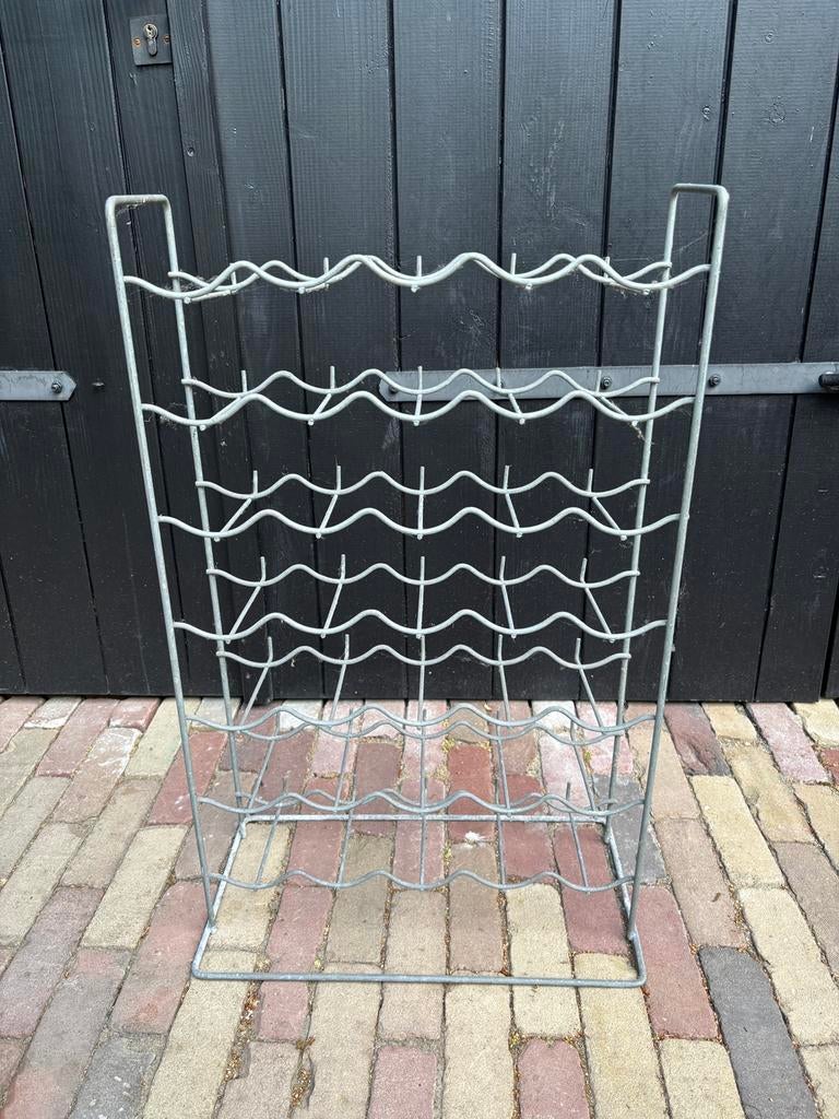 Vintage brocante stalen wijnrek, Ophalen, Gebruikt, Metaal