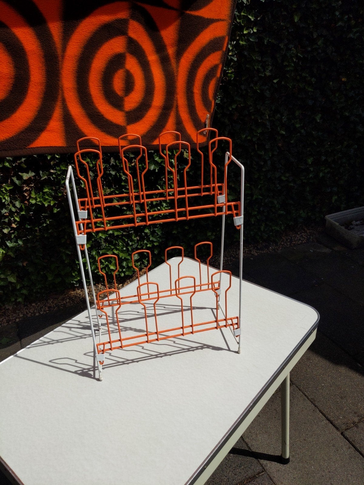 Vintage schoenenrek oranje/wit, Ophalen, Huis en Inrichting