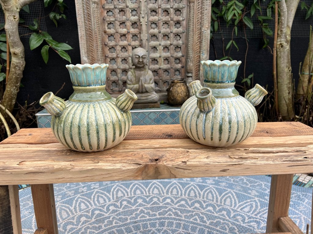 Aardewerk tulpenvaas blauw, Verburgt Vintage, Blauw, Aardewerk of Porselein, Nieuw