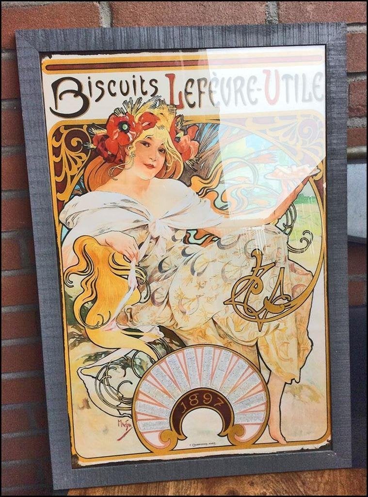 Alphonse Mucha jugendstil ART Nouveau Poster Affiche Frame, Antiek en Kunst, Verzenden