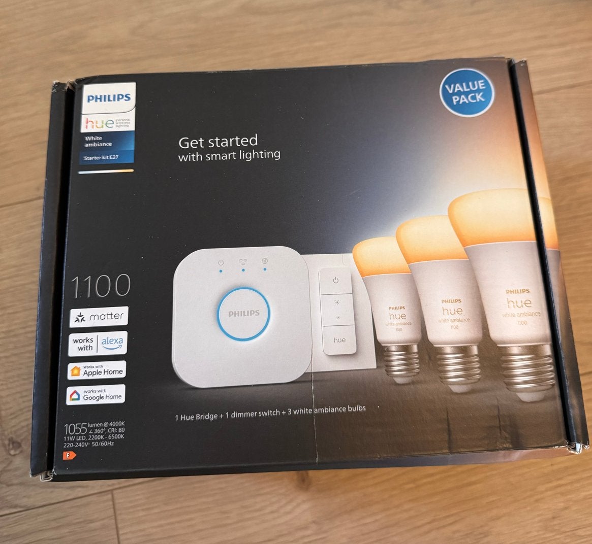 Philips Hue White Ambiance Starter Kit E27 - Nieuw in verpak, Led-lamp, 60 watt of meer, Nieuw, E27 (groot)