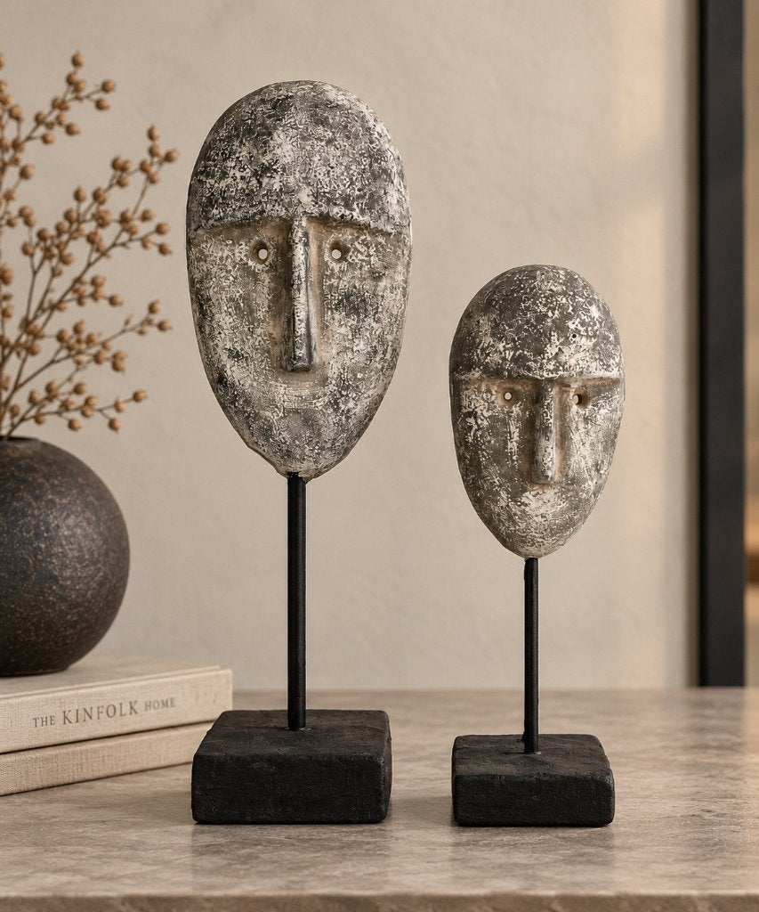 Light & Living ornament Face set-2 beton Nieuw!, Nieuw, Ophalen of Verzenden, Modern, Grijs