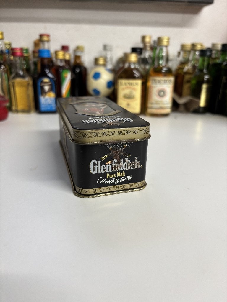 Glenfiddich Tin met miniatuur, Ophalen of Verzenden, Gebruikt, Overige typen