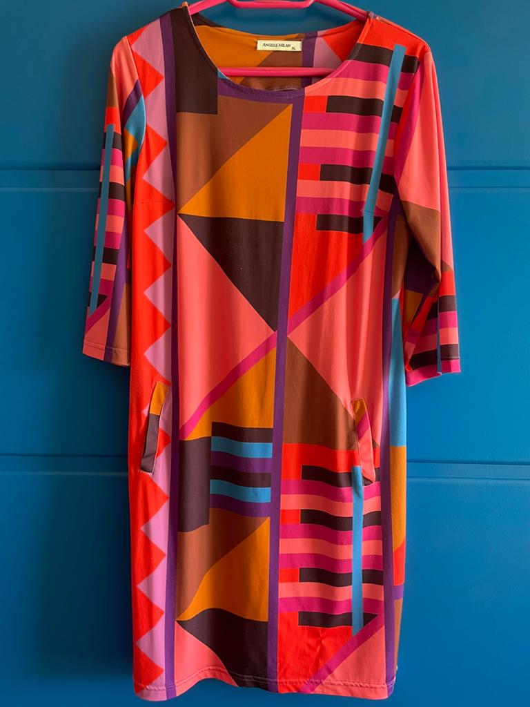 Angelle Milan jurk. XL. Zie beschrijving, Ophalen of Verzenden, Zo goed als nieuw, Maat 46/48 (XL) of groter, Knielengte