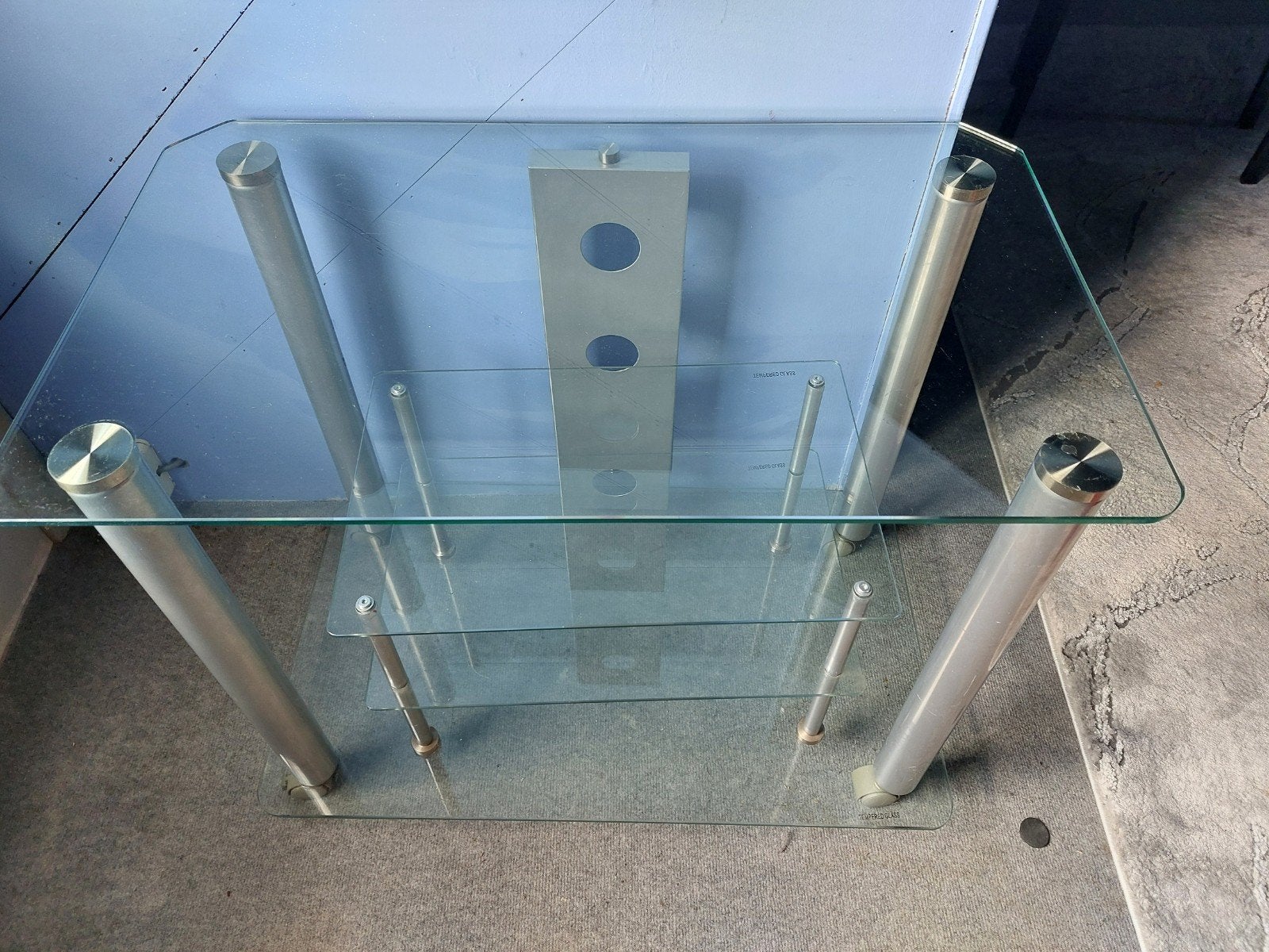 glazen tv meubel met los audiorek, Huis en Inrichting, Ophalen, Gebruikt, 50 tot 100 cm, Minder dan 100 cm