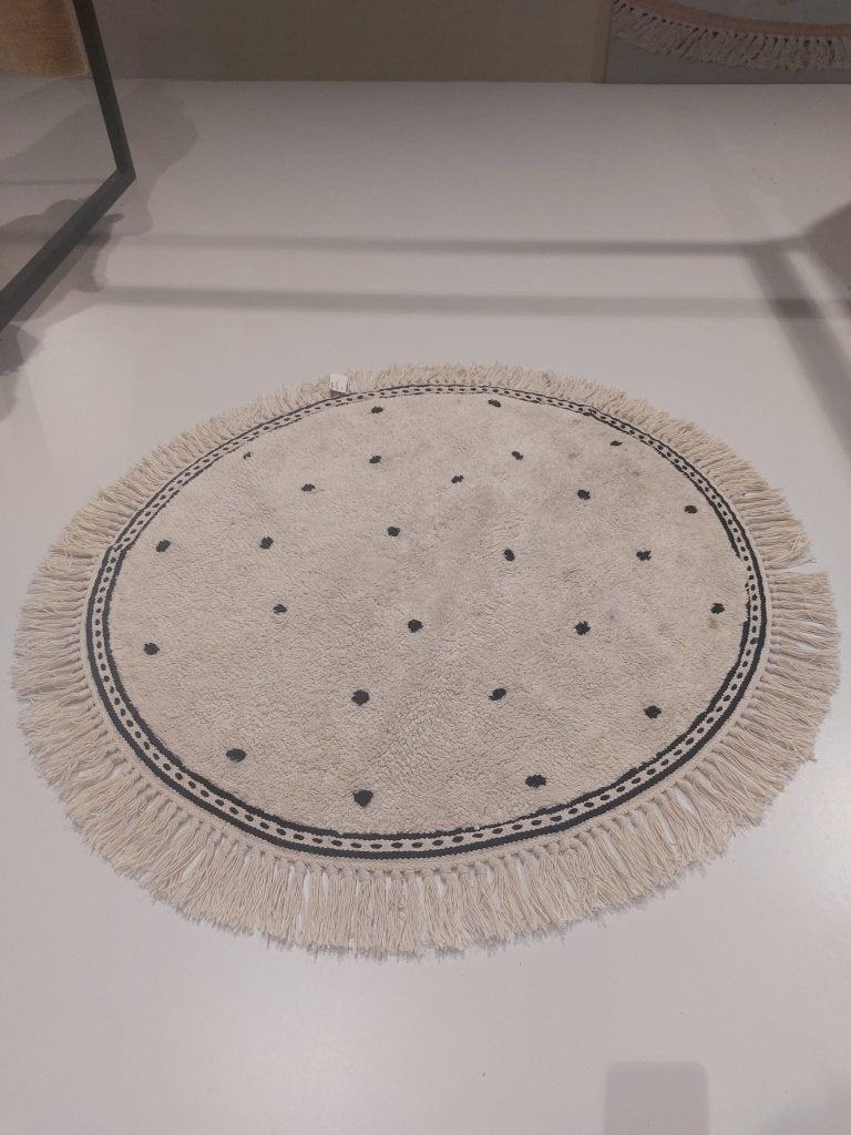 Tapis Petit Round Anna Vloerkleed 110 x 110 cm Dots Cream, Rond, Zwart, Ophalen of Verzenden, Zo goed als nieuw