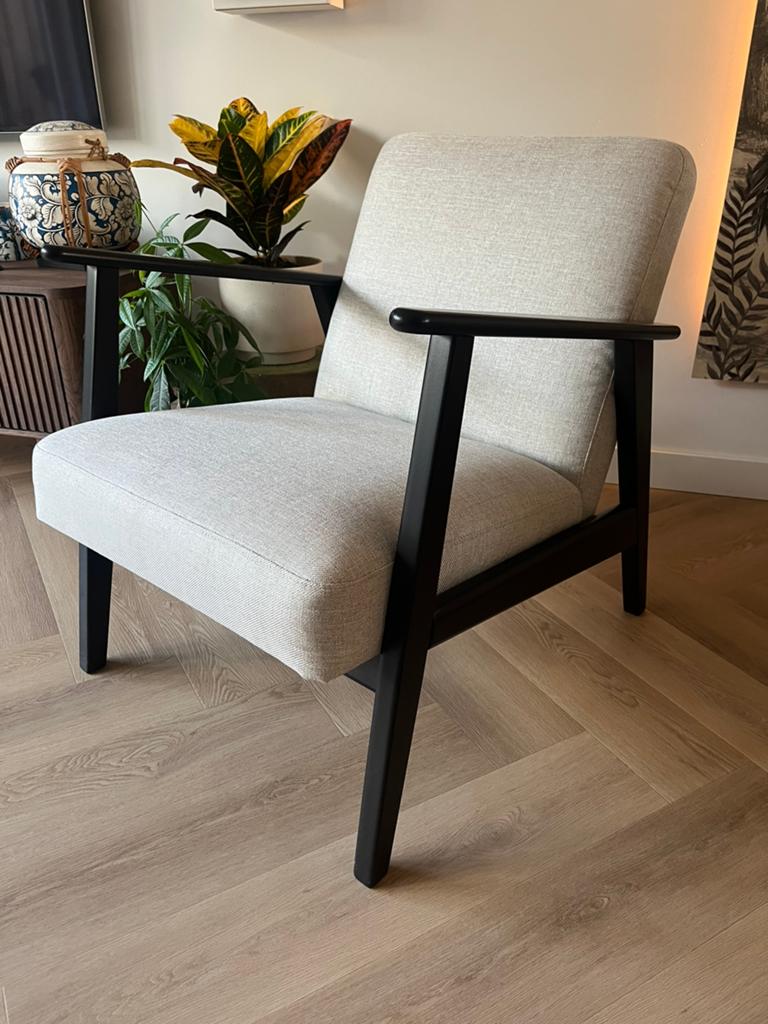 Ikea ekenaset fauteul kilanda licht beige walnoot fauteuil, Ophalen, Zo goed als nieuw, 75 tot 100 cm, Stof