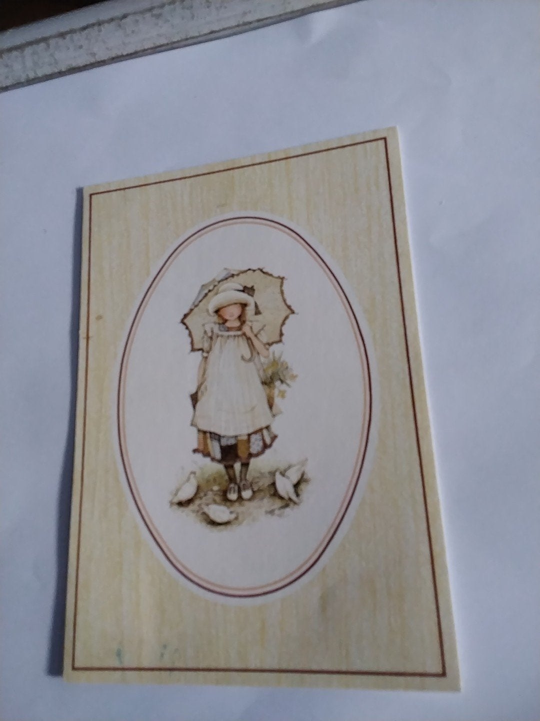 Vintage Holly Hobbie kaart met meisje en duiven HOLLY HOBBIE, Verzamelen, Ophalen of Verzenden