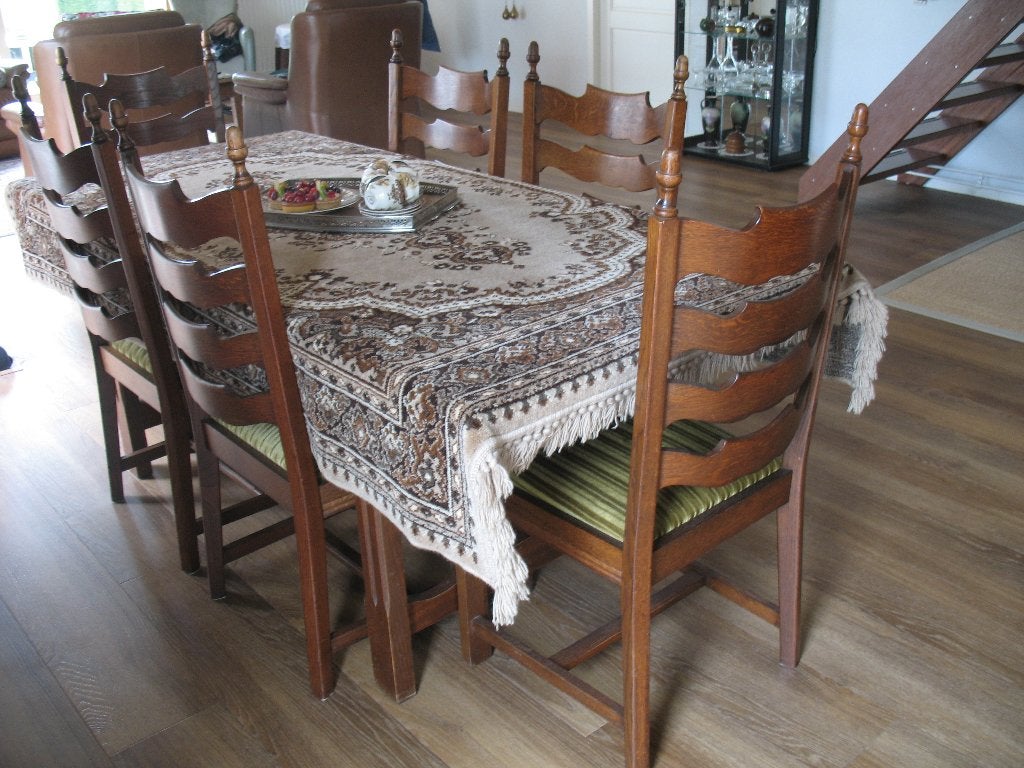 eettafel met 6 stoelen, Huis en Inrichting, Tafels | Eettafels, Ophalen, Gebruikt, Eikenhout, 50 tot 100 cm