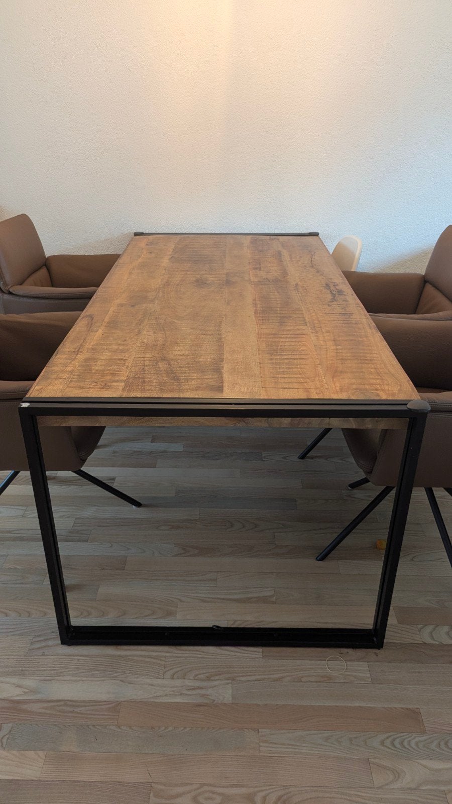 Eettafel 180x90 cm - Hout en Metaal, Gebruikt, 50 tot 100 cm, 150 tot 200 cm, Vier personen