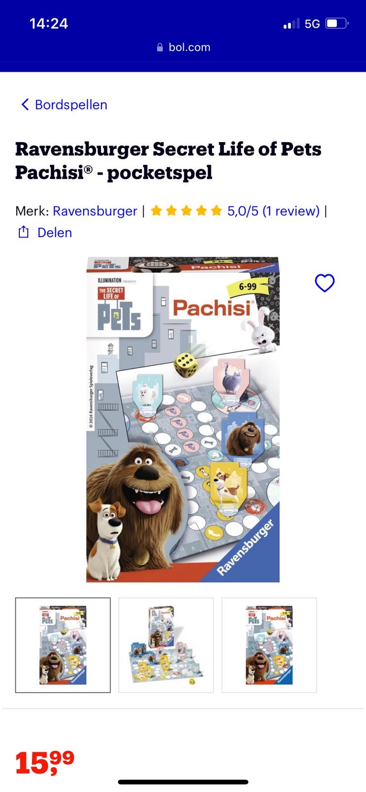 Pachisi Pets Ravensburger speel bord reis editie, Tickets en Kaartjes, Eén persoon