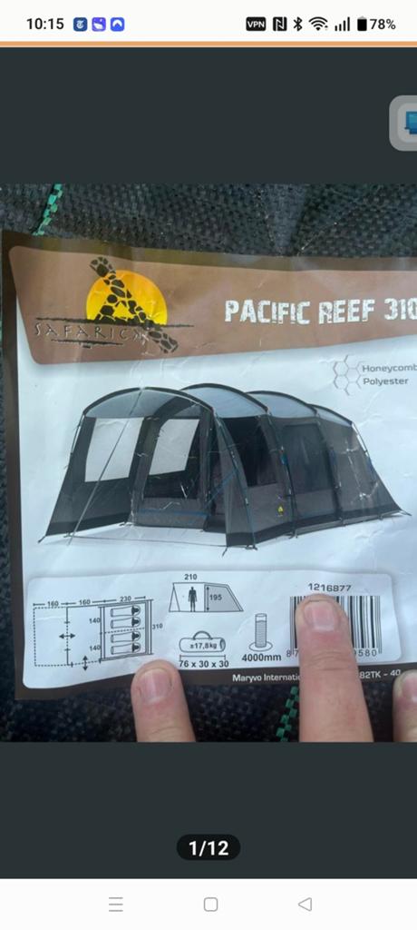 Safarica Pacific Reef 310 TC 4-persoons tunneltent, Ophalen