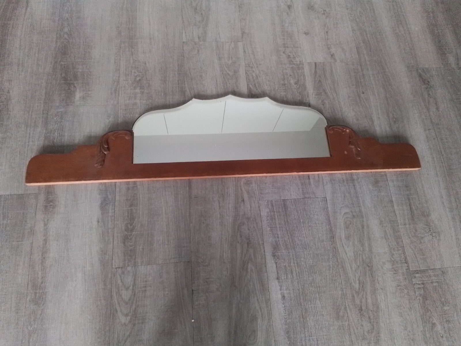 vintage wandspiegel met facet geslepen glas vroege jaren 20, Antiek en Kunst, Ophalen, Rechthoekig