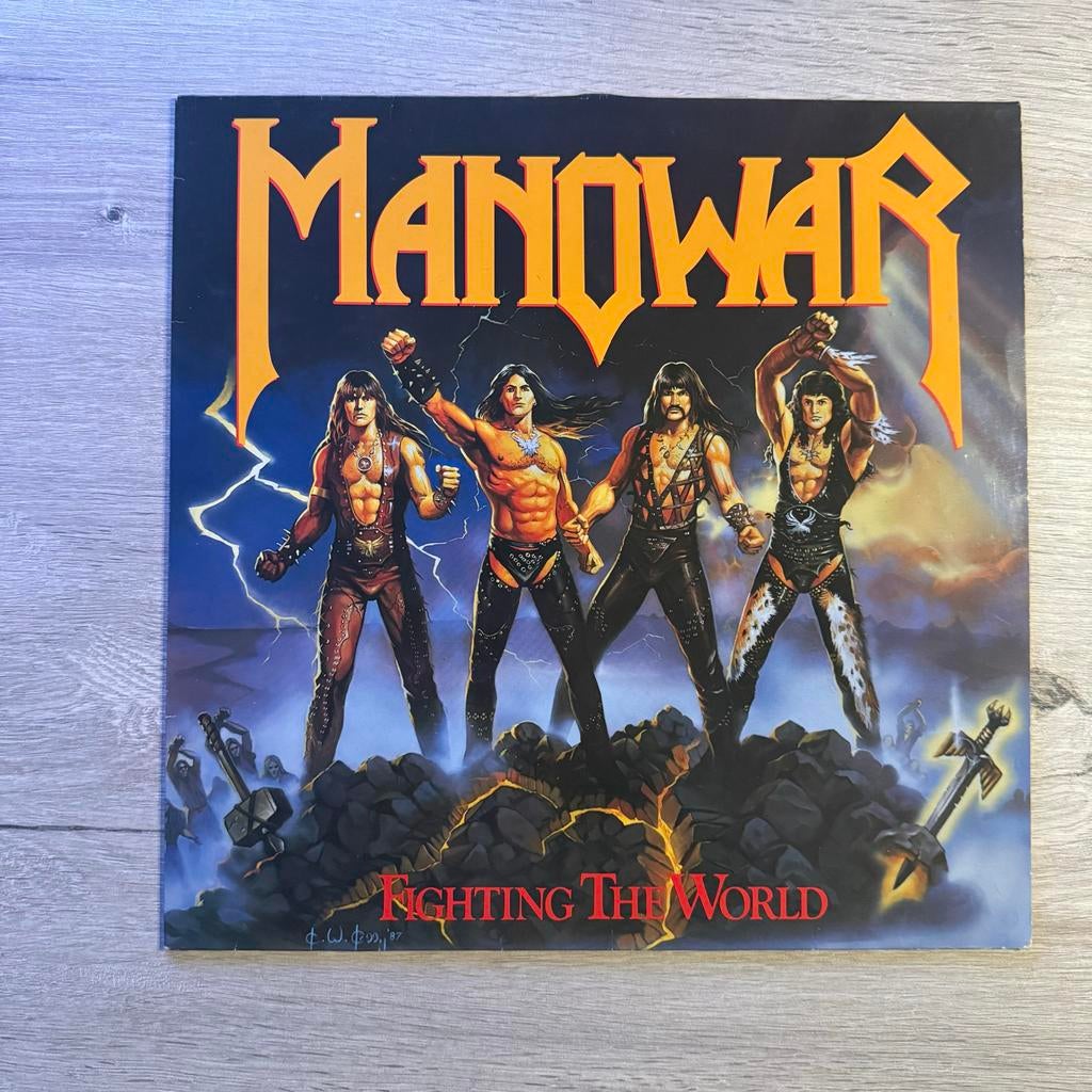 Manowar - Fighting The World LP (Vinyl), Cd's en Dvd's, Vinyl | Hardrock en Metal, Ophalen of Verzenden, Gebruikt