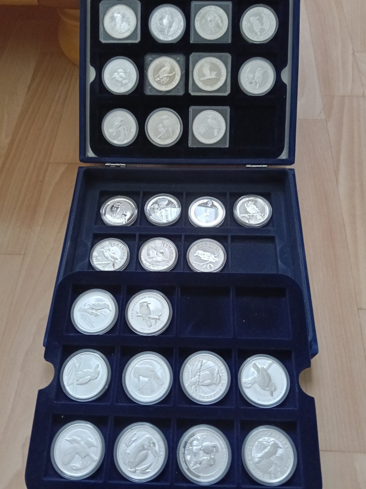 Zilveren Kookaburra serie 1 Oz munten van 1990 tot 2027 28st, Ophalen of Verzenden, Zilver
