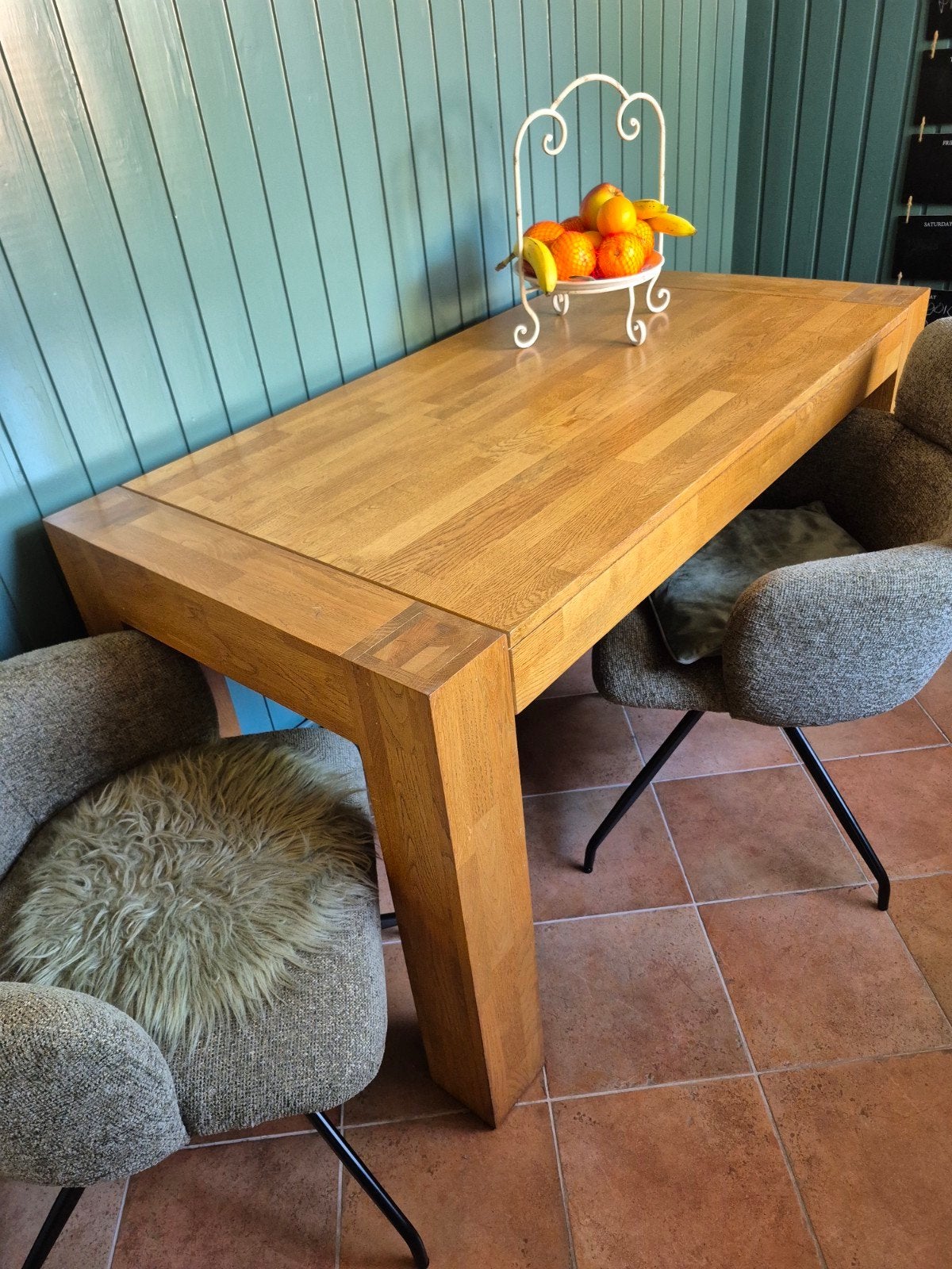 Massief eiken eettafel - 140x70x79 cm, Huis en Inrichting, Ophalen, Gebruikt, 50 tot 100 cm, 100 tot 150 cm