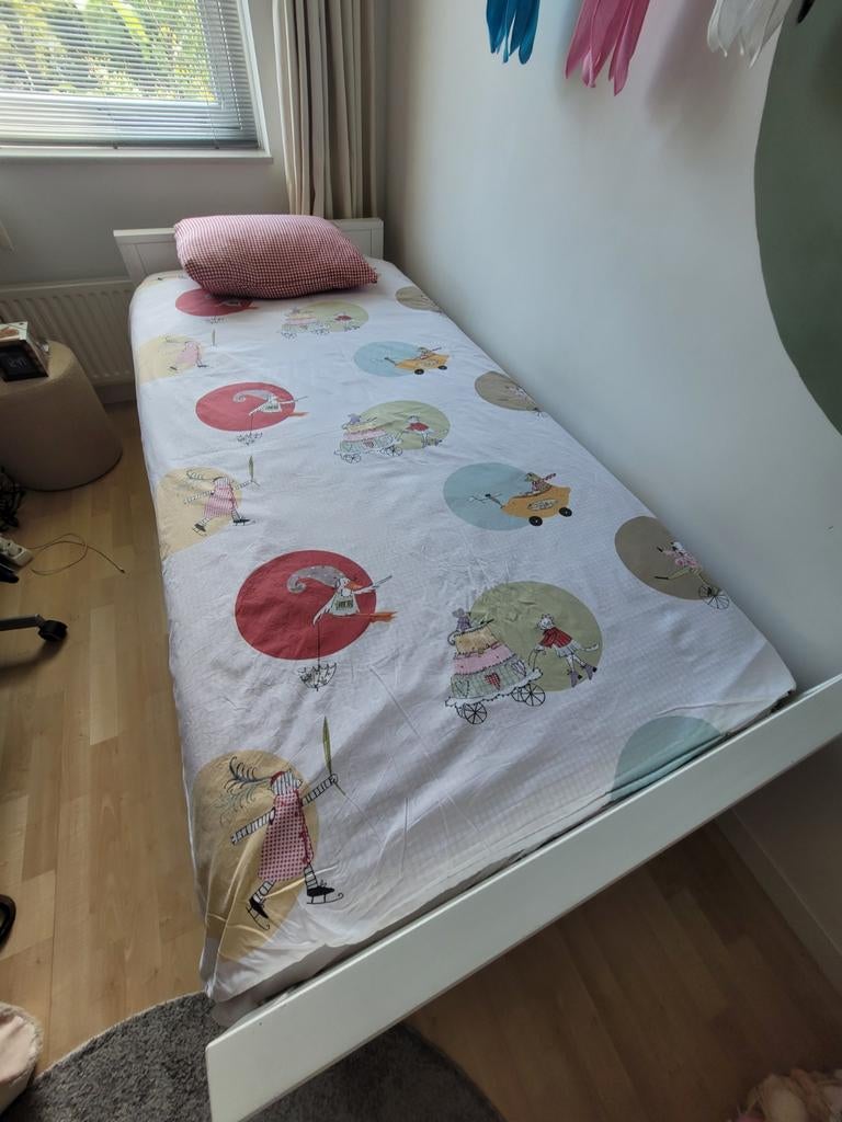 IKEA 1 persoons dekbedovertrekset rood/wit gestreept, Huis en Inrichting, Eenpersoons, Dekbedovertrek, Ophalen of Verzenden, Zo goed als nieuw