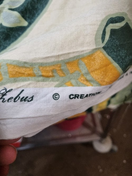 lap stof groen en geel tinten met patroon, Ophalen of Verzenden