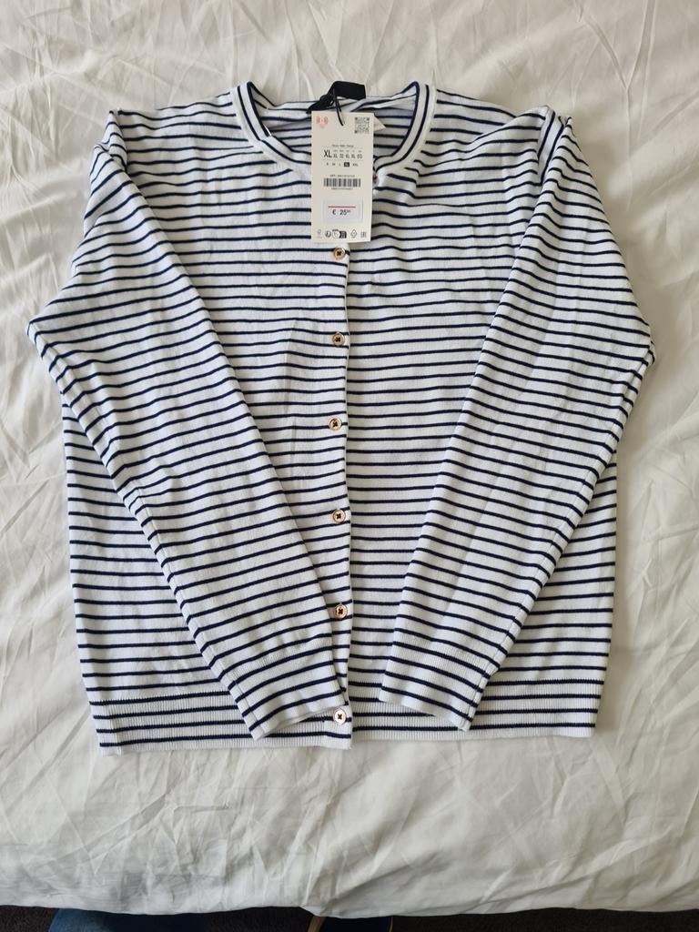 NIEUW Zara gestreepte trui/vest XL, Maat 46/48 (XL) of groter, Nieuw, Ophalen of Verzenden, Wit