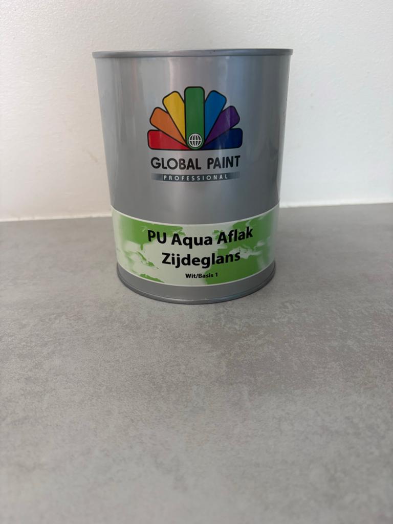 Global Paint PU Aqua Aflak Zijdeglans Wit, Wit, Nieuw, Ophalen of Verzenden, Lak