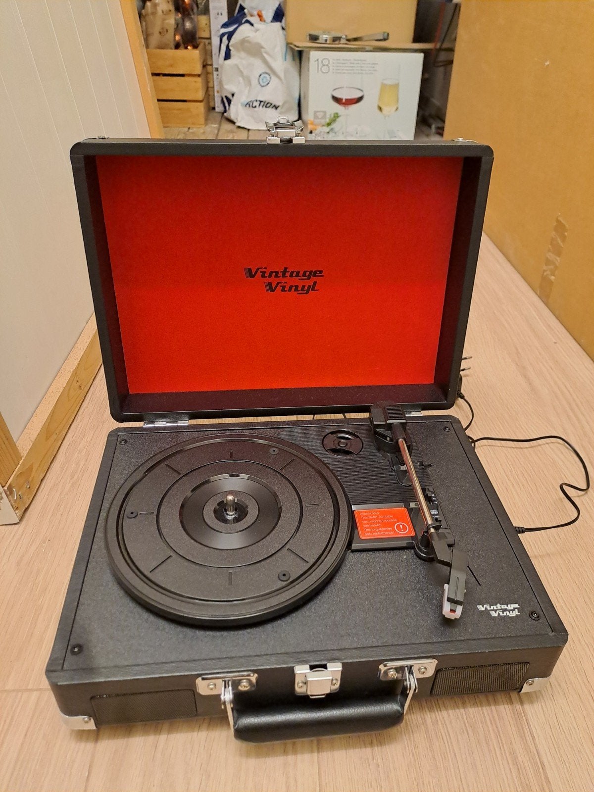 Platenspeler Koffer Vintage Vinyl - Zwart/Rood, Audio, Tv en Foto, Ophalen of Verzenden, Zo goed als nieuw, Platenspeler, Overige merken