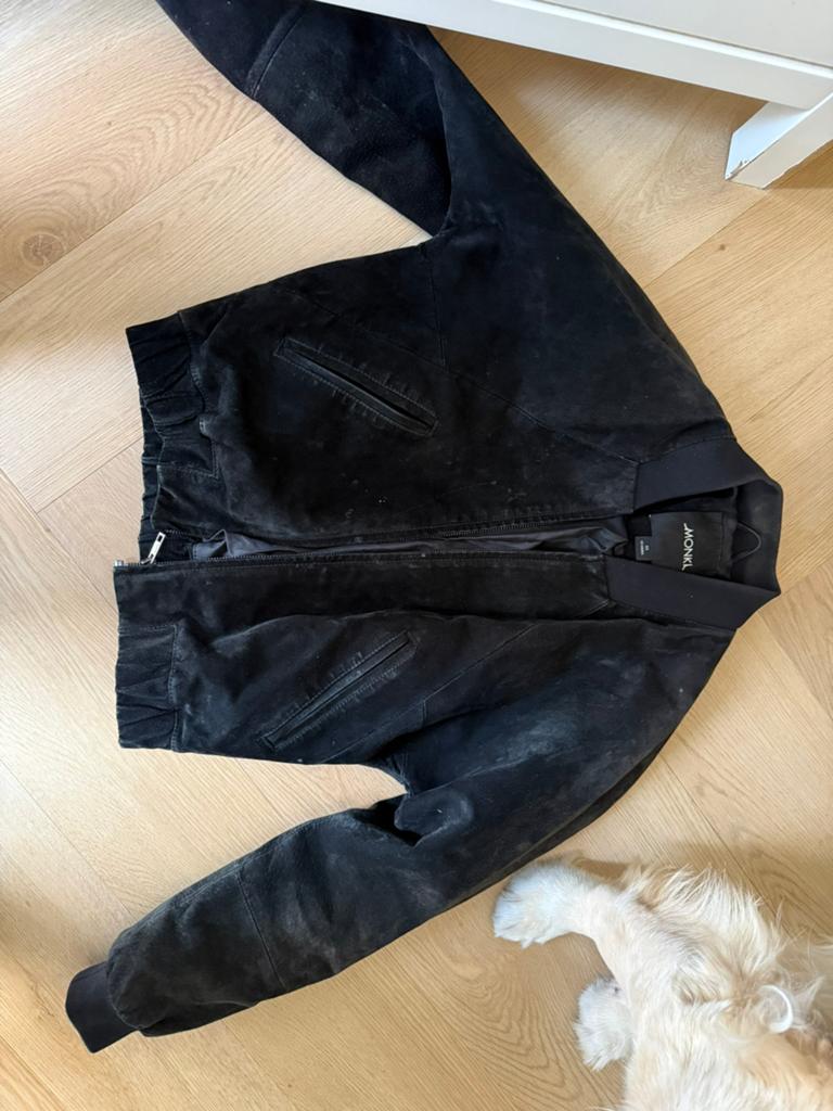 Echt leren bomber jasje monki XS, Ophalen of Verzenden, Zo goed als nieuw, Maat 46 (S) of kleiner, Zwart