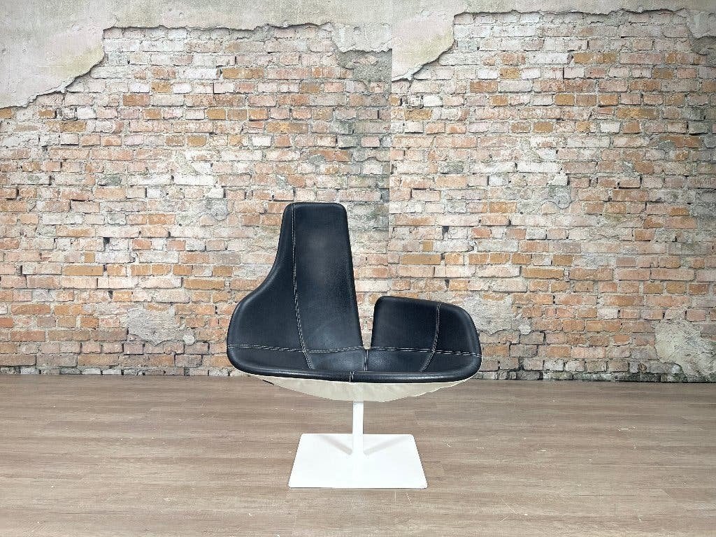 Moroso Fjord Set – Zwart-wit leer | Patricia Urquiola, Ophalen, Design, 75 tot 100 cm, Zo goed als nieuw