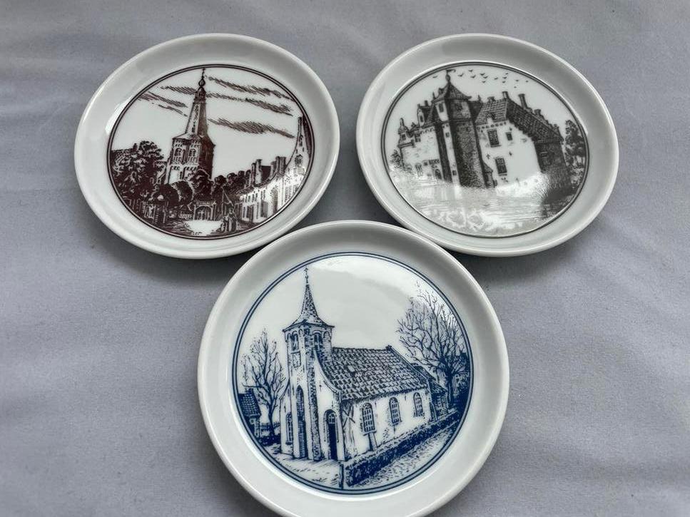 Set van 3 Mosa Maastricht Holland decoratieve schotels, Ophalen of Verzenden