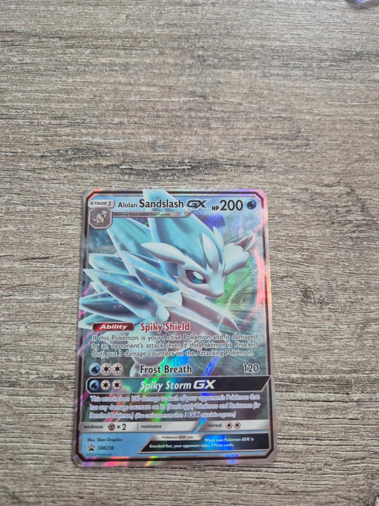 Alolan Sandslash GX Pokémon Kaart SM236, Ophalen of Verzenden, Zo goed als nieuw, Losse kaart, Foil