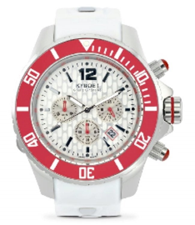 Eyecatcher Kyboe! Giant 55 Chronograaf Horloge - Wit/Rood, Sieraden, Tassen en Uiterlijk, Horloges | Heren, Zo goed als nieuw