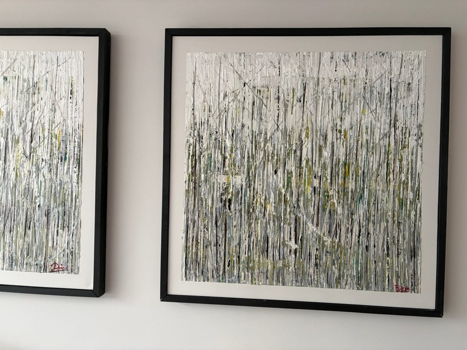 Groot Tweeluik Schilderij Abstract Reliëf Wit/Grijs/Zwart, Ophalen of Verzenden