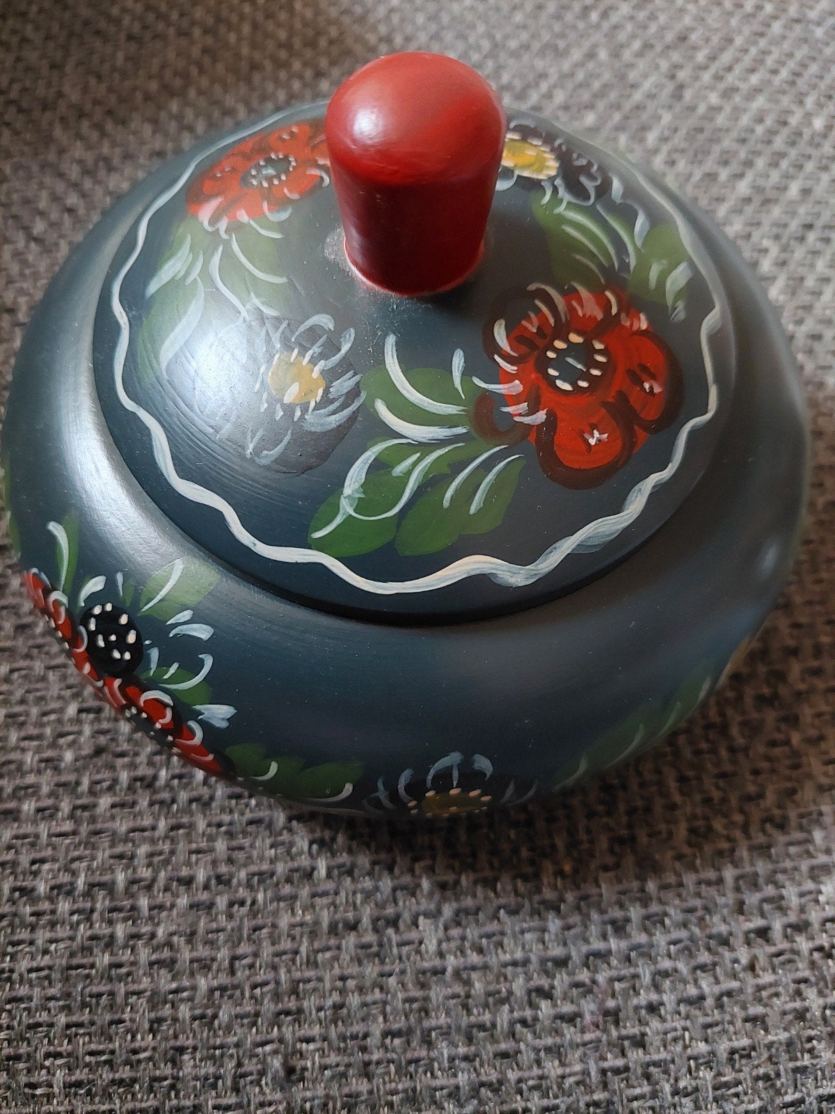 Handgeschilderd Hindeloopen doosje met bloemmotief, Ophalen of Verzenden
