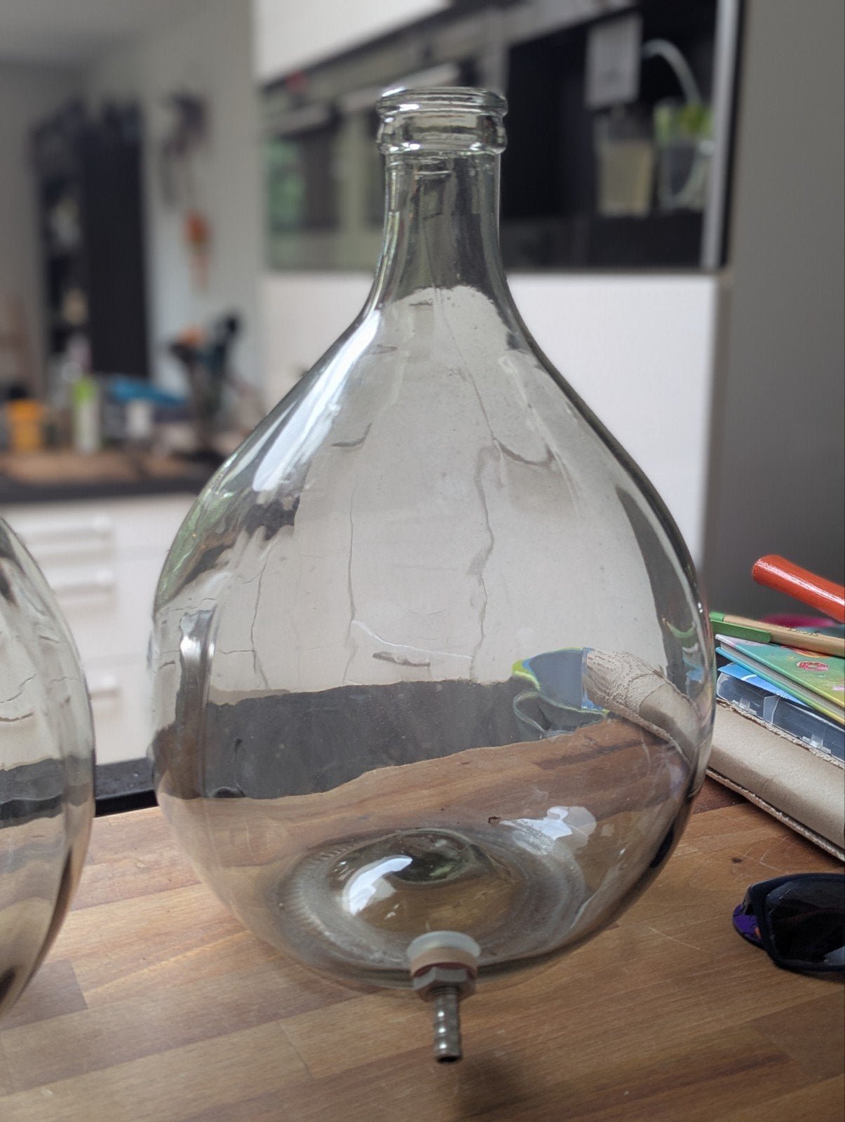 Grote glazen ballon fles,demijohn, carboy, yeast bottles - f, Ophalen, Gebruikt