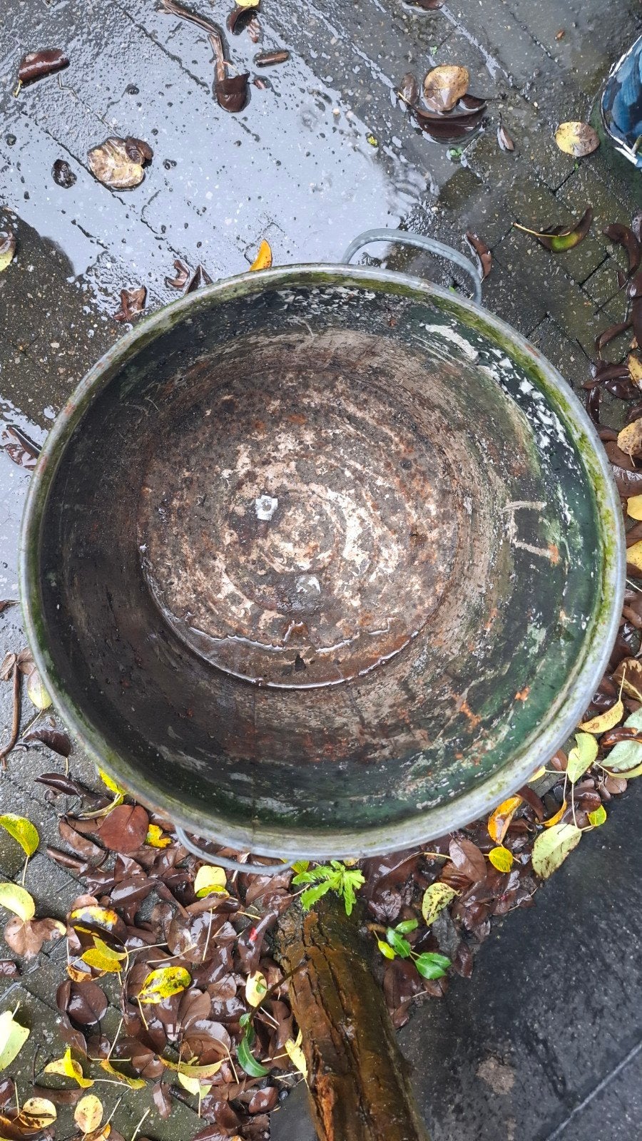 Oude zinken teil/plantenbak met handvatten, Antiek en Kunst, Ophalen